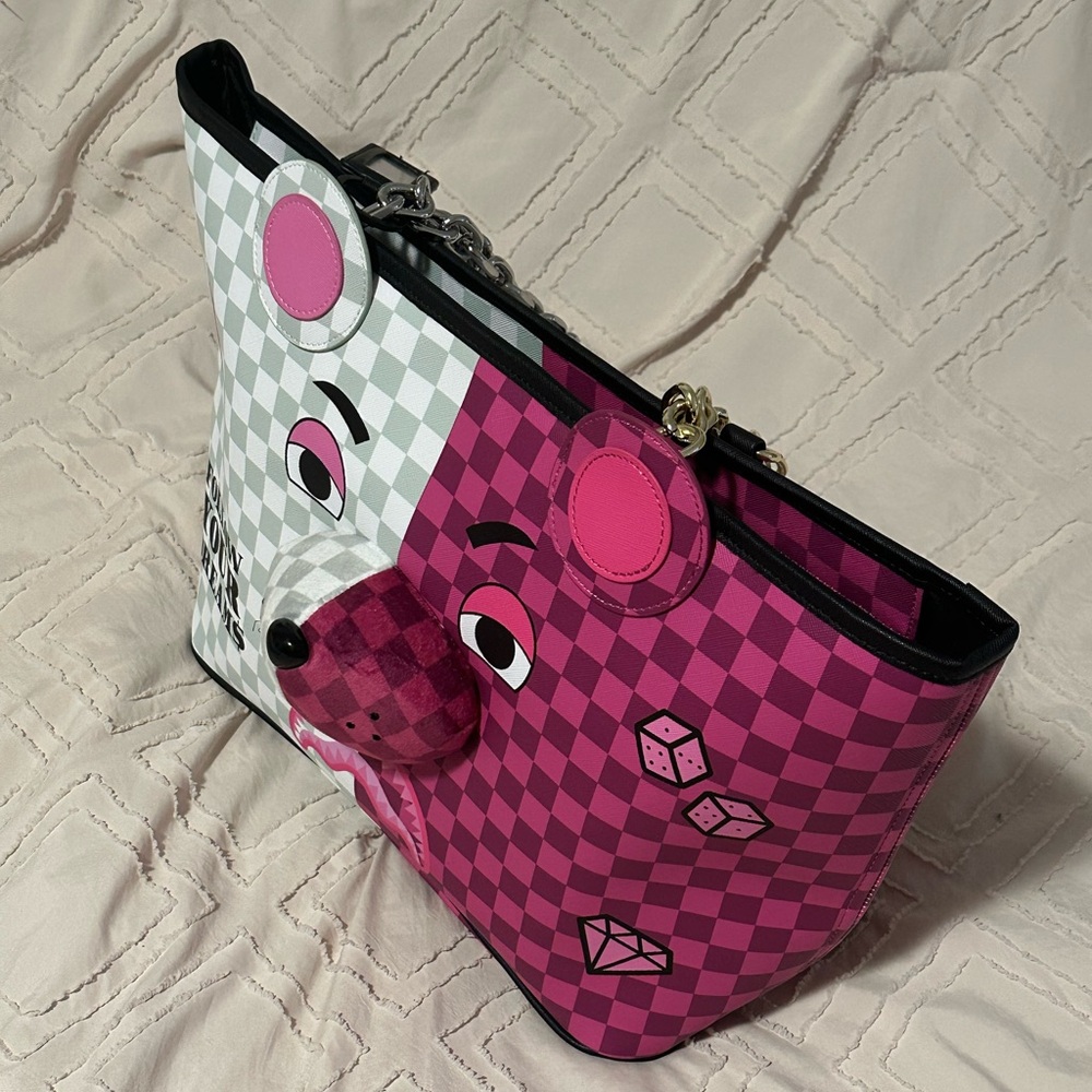 NWT - Stylish Pink and White Checkered Purse - Picture 3 of 9